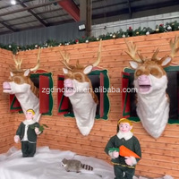 Têtes de rennes animatroniques pour expositions de Noël ou décorations de têtes d'animaux à thème comme attraction pour centre commercial