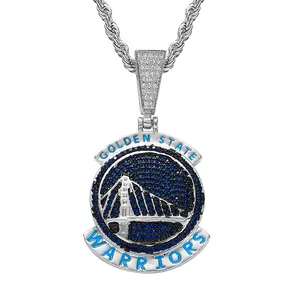 Wholesale Jewelry Brass Material Golden State Necklace Hip Hop Basketball Warriors Necklaces Pendant