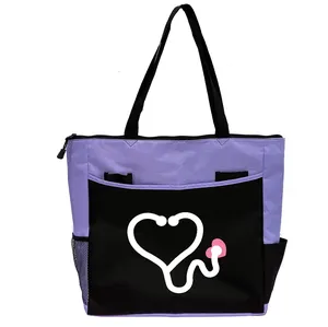 2023 New Style High Quality Waterproof Polyester Colorful Customized Logo Nurse Accessories Tote bags with Front Pocket