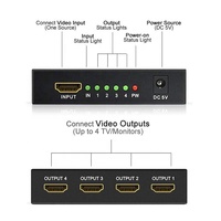 Répartiteur Vidéo HDMI Haute Vitesse Ultra HD 4Kx2K 4 Ports 1x4 4K30Hz HDMI V1.4, 1 Entrée 4 Sorties 4K 3D 1080P