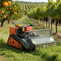 Mini-tracteur multifonctionnel télécommandé sans fil à chenilles pour tonte de pelouse, avec conception anti-herbe et capacité de creusement profond, idéal pour les espaces extérieurs.