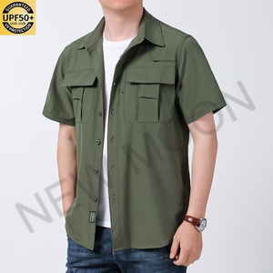 Chemise de pêche personnalisée multi-poches à manches courtes en polyester à séchage rapide, protection UV, col boutonné, chemise de pêche pour homme - Product Image 6