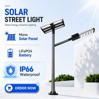 Lampe solaire LED de rue à haut lumen 120W 20400LM, indice de protection IP66, garantie de 3 ans, télécommande, montage sur poteau en alliage d'aluminium, MPPT