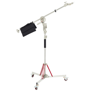 Trépied de studio robuste en acier inoxydable de 330 cm avec bras articulé réglable à distance et roues, capacité de charge de 20 kg - Product Image 1
