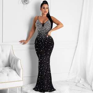 Nuevo Vestido Largo Sexy sin Mangas con Cuello Halter para Mujer, Estilo Club Nocturno, para Cenas y Fiestas, con Bordado, Moda 2026 - Product Image 2