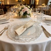Assiette de présentation en verre transparent gaufré de luxe pour mariage et événements
