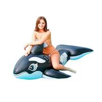 Inflatable Black Whale Pool Float Blow Up Whale Water Ride-on Pool Toy