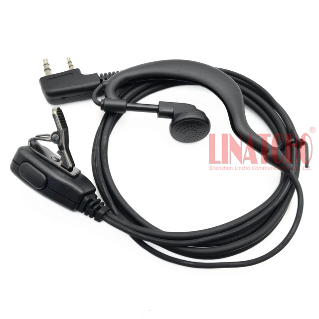 LINATCHO PTT Earphone Universal 2-PIN K Connector Security Two Way Radio Walkie Talkie Earpiece Black On-Ear Non-Noise-Canceling