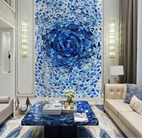 Dalle de marbre moderne en pierre d'agate bleue LED Edge-Lit Light Backlit Technology Surface polie en pierre naturelle pour mur de décoration intérieure