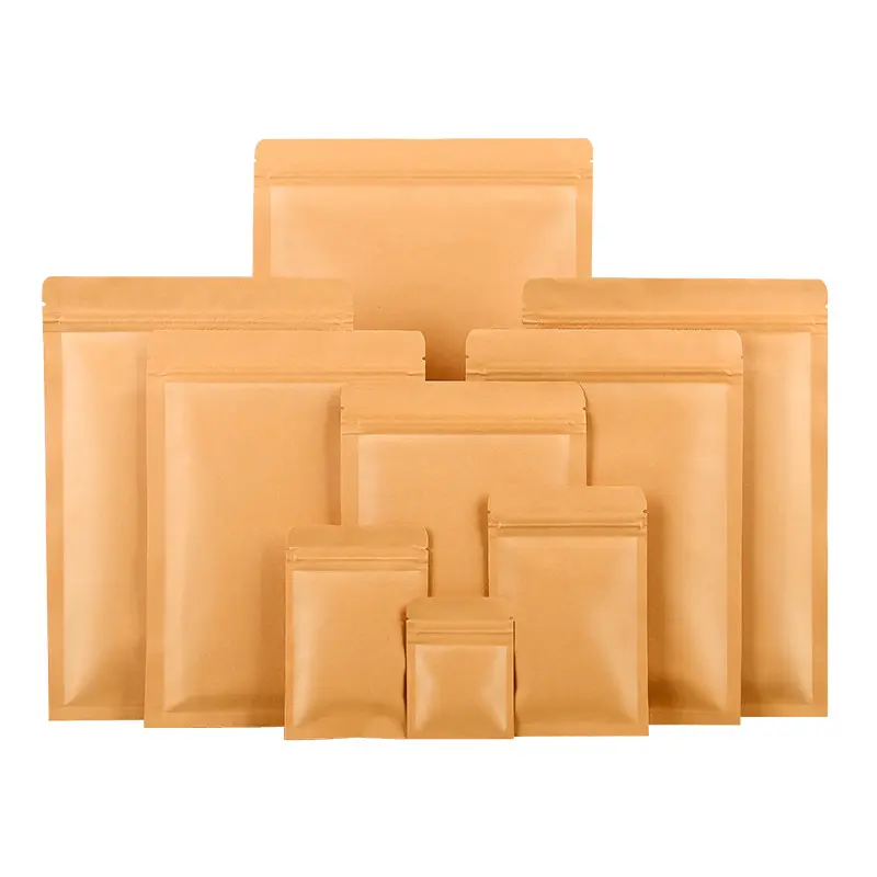 ジップロックティークラフト紙種子包装用3面シールバッグ再封可能ジッパーフラットポーチシードアルミホイルインサイドパケット