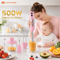 Mixeur Plongeant Certifié ETL 500W, Ensemble 5-en-1 avec Hachoir et Fouet pour Aliments Bébé et Smoothies, 120V US