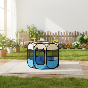 Parc <span class=keywords><strong>pour</strong></span> chiens et chats et cage, enclos <span class=keywords><strong>pour</strong></span> animaux de compagnie intérieur/extérieur, cadre en fer, matériau Oxford, boîte de transport pliable, emballage - Product Image 2