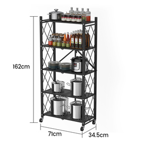 3 4 5Tier Heavy Duty Home Office Metal Folding Rack Foldable Movable Book Shelf Foldable Metal Rack Storage