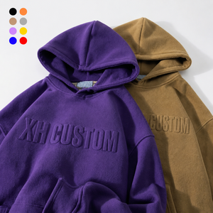 Sudadera con Capucha de Felpa de Algodón Extra Grande, Ecológica, con Logotipo Personalizado en Relieve 3D y Bordado, para Hombre, Estilo Urbano, Otoño - Product Image 1