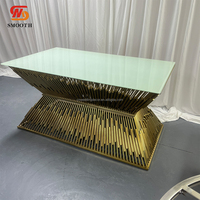 LISSE Or Support Verre Top À Manger En Acier Inoxydable Table Gâteau Table De Mariage Événement Fête Décor