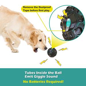 Giocattolo per cani palla per masticatori aggressivi palla di cane interattivo con stridula oscillazione risatina suono di gomma Pet giocattoli da masticare - Product Image 6