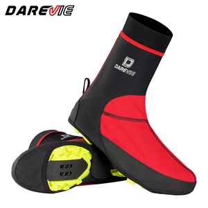 Darevie <span class=keywords><strong>Couvre</strong></span>-chaussures de vélo imperméables et résistantes, rouge et noir, pour vélo de route, coupe-vent, unisexe - Product Image 1