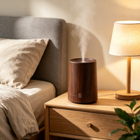 Diffuseur d'arômes électrique à grain de bois, à brume fine continue, avec éclairage LED, pour huiles essentielles – Meilleure vente