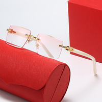 00521new Lunettes de soleil en acétate de qualité supérieure, sans monture, pour femmes, mode de luxe, lunettes de soleil tendance rétro pour hommes, lunettes de soleil de créateur