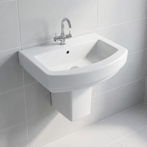 Ensemble de sanitaires en céramique Vinus de couleur blanche, lavabo décoratif à demi-pied, fabriqué en Inde, prix le plus bas - Product Image 3