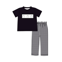 Ensemble de tenues d'Halloween personnalisées pour enfants, motif fantôme brodé, vêtements décontractés pour bébé garçon et fille, vêtements de boutique pour l'automne