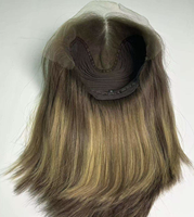 Perruque frontale en dentelle suisse HD 100% cheveux vierges brun cendré avec mèches, sans colle, nœuds invisibles, pré-épilée, ligne de cheveux naturelle, perruque casher juive