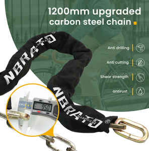 Serrure à chaîne de moto de vélo en acier au carbone robuste de 120cm de <span class=keywords><strong>long</strong></span> avec fonction <span class=keywords><strong>antivol</strong></span> à 2 touches en <span class=keywords><strong>U</strong></span> - Product Image 2