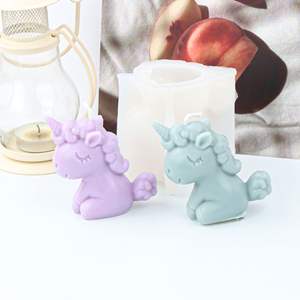 Dessin animé tête de buffle bougie moule bricolage Silicone <span class=keywords><strong>licorne</strong></span> bougie résine époxy moule à la main fée cerf gypse Fondant moule décor à la maison - Product Image 5
