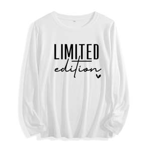 T-shirt à manches longues pour femme, tissu doux avec graphisme typographique en édition limitée, plusieurs couleurs - Product Image 1