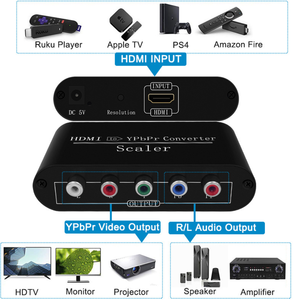 ตัวแปลงสัญญาณ HDTV เป็น YPbPr พร้อมสเกลเลอร์ 1080P รองรับ HDMI อินพุตเป็นคอมโพเนนต์ (YPbPr) เอาต์พุต + เสียง RCA สำหรับเครื่องเล่น DVD <span class=keywords><strong>PS3</strong></span> 360 - Product Image 5