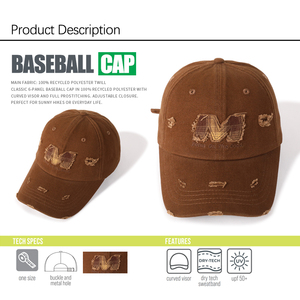 2025 Neues Design Benutzer definierte Hochwertige Baseball kappe Bild Logo 6 Panel Cap Unisex Fashion Casual Ripped 3D Besticktes Logo Dad Cap - Product Image 4