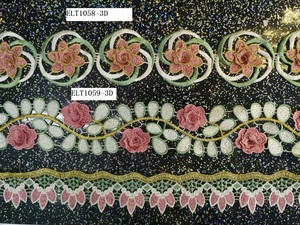 Tela bordada borde Dedigns malla de malla <span class=keywords><strong>Rosa</strong></span> bordada encaje embellecedor para la decoración del vestido - Product Image 6