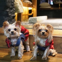 Robe pour animaux de compagnie en jean à carreaux avec nœud papillon, jupe sans manches mignonne pour petits chiens Bichon Frise Yorkie