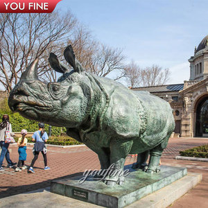 YOUFINE - Estatua de Rinoceronte de Bronce Grande, Tamaño Real, Rinoceronte con Cuernos, Escultura de Animales Salvajes para Decoración de Entrada de Parques Públicos y Zoológicos - Product Image 6