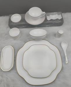 Service de table en porcelaine fine 45% multi-séries, motifs décoratifs variés, bord doré, pour hôtels, mariages et restaurants - Product Image 6