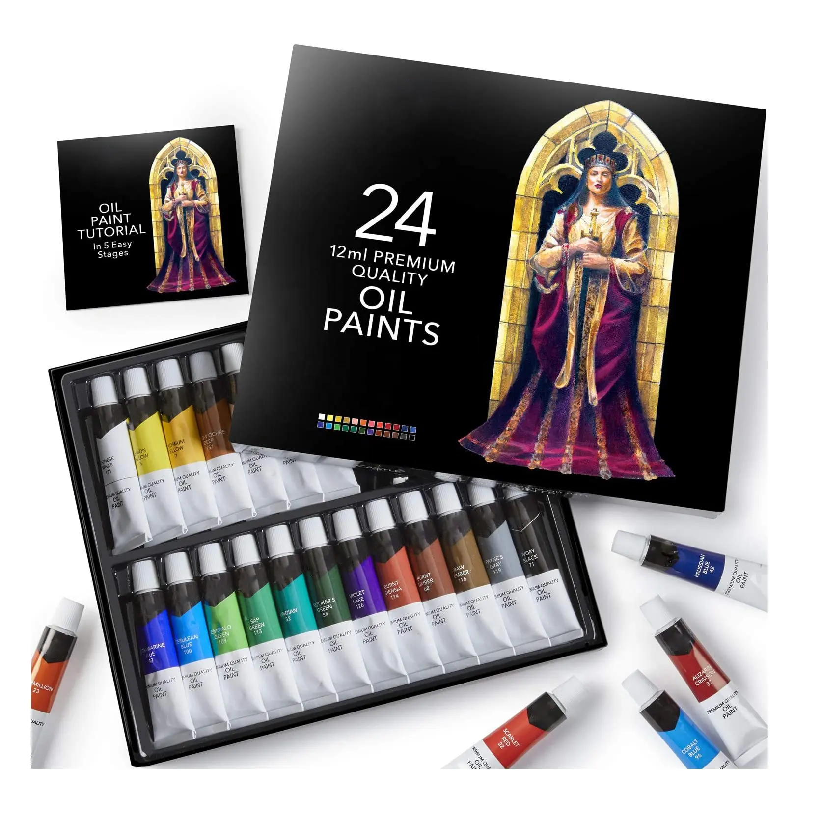 Conjunto de pintura a óleo 12ml 24 cores, óleo de alta qualidade, cores para pintura