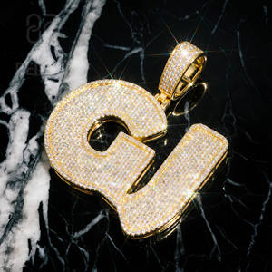 Hip Hop Style Vvs Moissanite <b>Name</b> Logo Pendant Custom Iced Out 3D Letter Pendant With <b>Chain</b> Men Fine Jewelry - Product Image 1