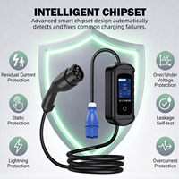 Pengisi Daya EV Portabel Smart 11KW 16A GBT Layar Warna 2.8 IP65 Tahan Air Kabel Colokan UK 5M Plug and Play Kontrol Aplikasi Tuya Untuk Penggunaan di Rumah