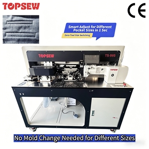 Máquina <span class=keywords><strong>de</strong></span> <span class=keywords><strong>Coser</strong></span> Bolsillos Automática con Láser TOPSEW TS-995A, Sin Necesidad <span class=keywords><strong>de</strong></span> Cambio <span class=keywords><strong>de</strong></span> Molde, Pantalla Táctil, Ajuste Automático <span class=keywords><strong>de</strong></span> Tamaño - Product Image 1