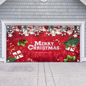 Feliz Navidad: Pancarta Roja <span class=keywords><strong>para</strong></span> Puerta de Garaje, Guirnalda de Pino, Lazos, Cajas de Regalo, Adornos, Cubierta <span class=keywords><strong>para</strong></span> Puerta de Garaje, Decoración <span class=keywords><strong>para</strong></span> Fiestas, Pancarta Personalizable - Product Image 6