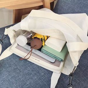 I-0165 femmes mode coton épaule sac fourre-tout personnalisé toile fermeture éclair poche dame été réutilisable sac à provisions en gros - Product Image 5