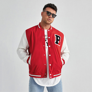 Veste Letterman personnalisée pour homme avec manches contrastées, style d'équipe personnalisé, vêtements décontractés, fabricant - Product Image 1