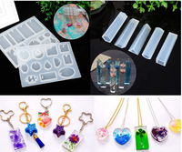 Kit de 94 pièces pour la fabrication de bijoux en résine, comprenant des moules en silicone et des outils, avec 12 paillettes, vente en gros