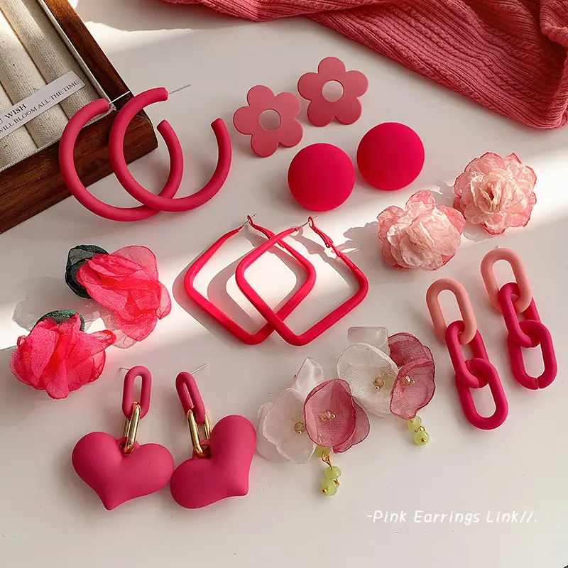 2024 New Love Heart Blooming Florals Cute Lovely Female Ear Jewelry Flower Earrings for Women