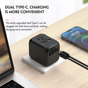Adaptateur de <span class=keywords><strong>voyage</strong></span> Justlink, convertisseur de prise, 2 ports USB, adaptateur secteur, chargeur mural, compatible avec les prises US/EU/AU/UK - Product Image 2