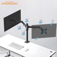 Nouveau support triple moniteur robuste pour écrans de 13 à 32 pouces, capacité de 10 kg, support de bureau en acier laminé à froid avec gestion des câbles