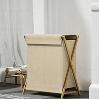 Panier à linge pliable en bambou, panier à linge sale en lin nordique, panier de rangement pliable, bac de rangement pour le linge