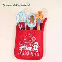Neuheiten Umweltfreundliche Weihnachts-Backutensilien Silikon-Buchenholz-Spatel Baumwollmatte Geschenkset zum Backen & Kondieren