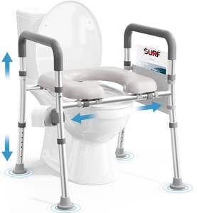 Siège de toilette surélevé à hauteur réglable, capacité de 400 lb, équipement de sécurité pour salle de bain, accoudoirs pour personnes âgées enceintes - Product Image 5