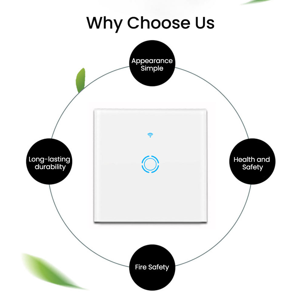 HONPNK Eu Us Smart Home Wifi Wall Touch Switch 1/2/3 Gang Glass Panel Light Switch Interruptor Inteligente Smart Switches